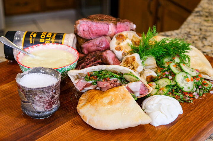 Grilled Ribeye Steak Pitas