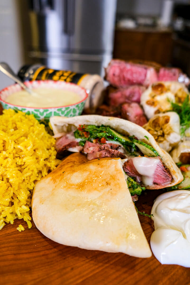 Grilled Ribeye Steak Pitas