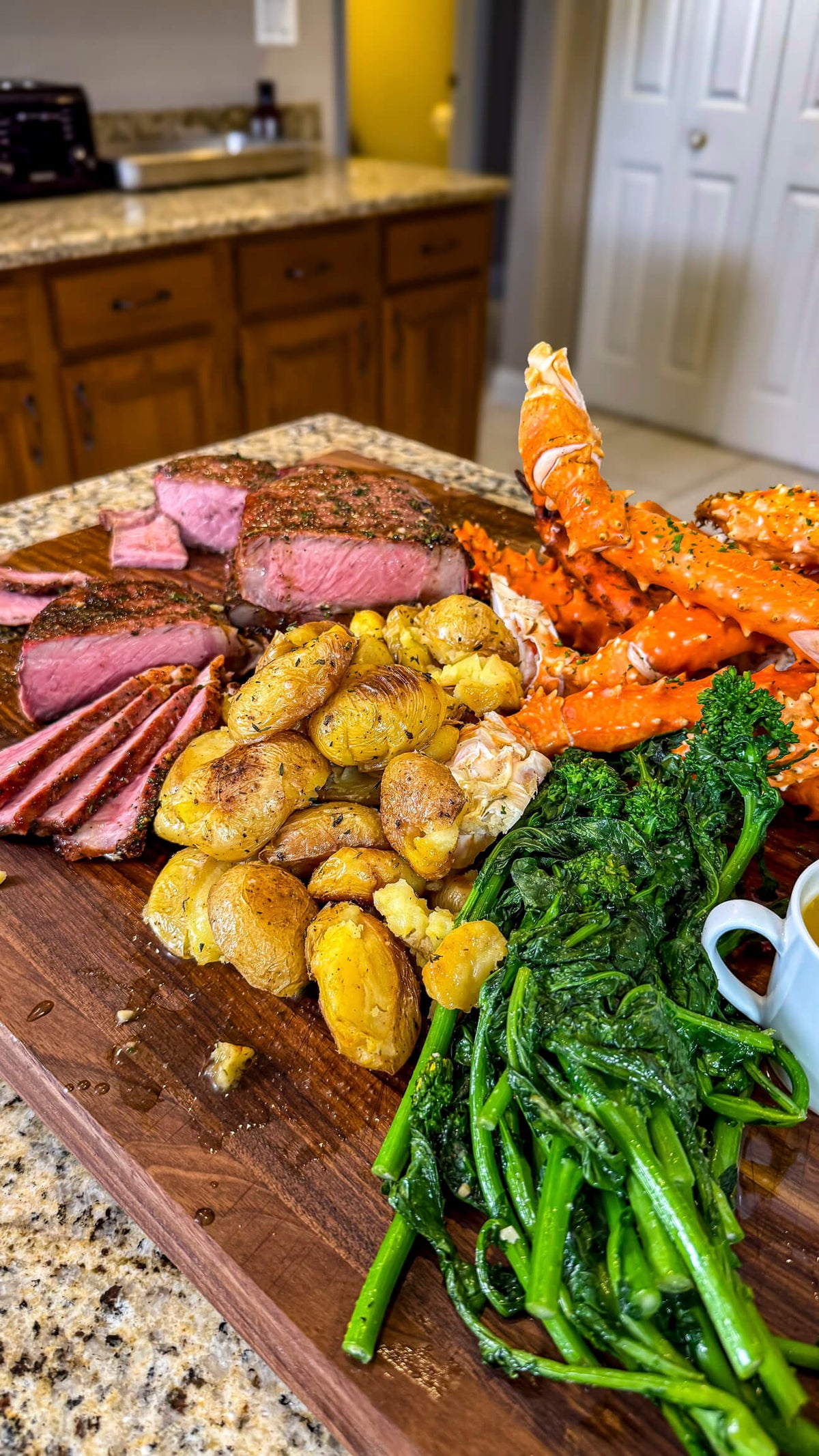 Surf and Turf with King Crab Legs and Ribeye Steak